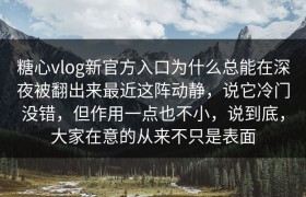 糖心vlog新官方入口为什么总能在深夜被翻出来最近这阵动静，说它冷门没错，但作用一点也不小，说到底，大家在意的从来不只是表面