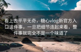 看上去平平无奇，糖心vlog新官方入口这件事，一旦把细节连起来看，整件事就完全不是一个味道了
