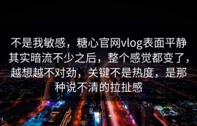 不是我敏感，糖心官网vlog表面平静其实暗流不少之后，整个感觉都变了，越想越不对劲，关键不是热度，是那种说不清的拉扯感