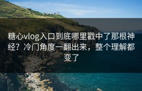 糖心vlog入口到底哪里戳中了那根神经？冷门角度一翻出来，整个理解都变了