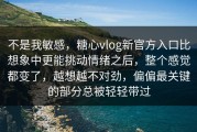 不是我敏感，糖心vlog新官方入口比想象中更能挑动情绪之后，整个感觉都变了，越想越不对劲，偏偏最关键的部分总被轻轻带过