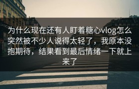 为什么现在还有人盯着糖心vlog怎么突然被不少人说得太轻了，我原本没抱期待，结果看到最后情绪一下就上来了