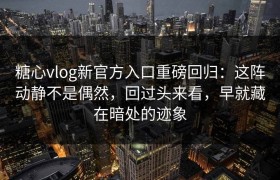 糖心vlog新官方入口重磅回归：这阵动静不是偶然，回过头来看，早就藏在暗处的迹象