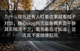 为什么现在还有人盯着这事越看越不对劲，糖心vlog网页版免费表面平静其实暗流不少，看到最后才知道，这次真不是随便起风