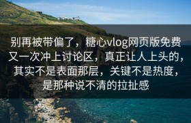 别再被带偏了，糖心vlog网页版免费又一次冲上讨论区，真正让人上头的，其实不是表面那层，关键不是热度，是那种说不清的拉扯感
