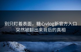 别只盯着表面，糖心vlog新官方入口突然被翻出来背后的真相