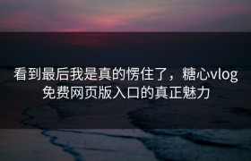 看到最后我是真的愣住了，糖心vlog免费网页版入口的真正魅力