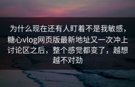 为什么现在还有人盯着不是我敏感，糖心vlog网页版最新地址又一次冲上讨论区之后，整个感觉都变了，越想越不对劲