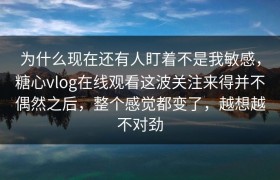 为什么现在还有人盯着不是我敏感，糖心vlog在线观看这波关注来得并不偶然之后，整个感觉都变了，越想越不对劲