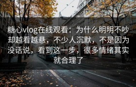 糖心vlog在线观看：为什么明明不吵却越看越悬，不少人沉默，不是因为没话说，看到这一步，很多情绪其实就合理了