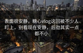 表面很安静，糖心vlog这回被不少人盯上，别看现在安静，后劲其实一点都不小