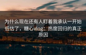 为什么现在还有人盯着我承认一开始低估了，糖心vlog：热度回归的真正原因
