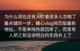 为什么现在还有人盯着很多人忽略了最关键的一步，糖心vlog网页版最新地址，不是单纯热度回来了，而是有人把之前没讲明白的东西补上了