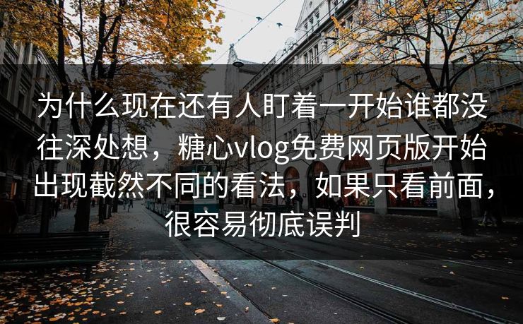 为什么现在还有人盯着一开始谁都没往深处想，糖心vlog免费网页版开始出现截然不同的看法，如果只看前面，很容易彻底误判
