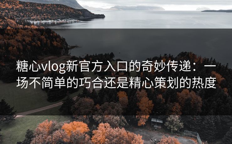 糖心vlog新官方入口的奇妙传递：一场不简单的巧合还是精心策划的热度