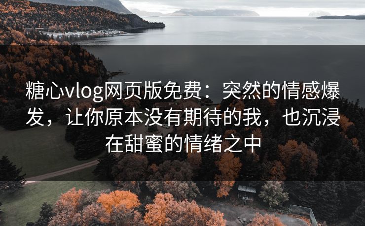 糖心vlog网页版免费：突然的情感爆发，让你原本没有期待的我，也沉浸在甜蜜的情绪之中