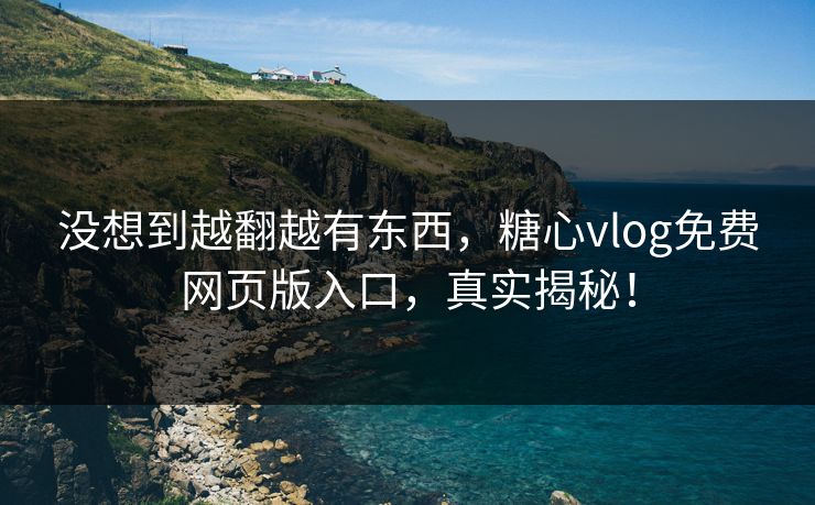没想到越翻越有东西，糖心vlog免费网页版入口，真实揭秘！