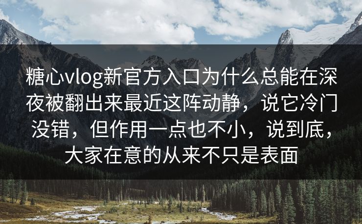 糖心vlog新官方入口为什么总能在深夜被翻出来最近这阵动静，说它冷门没错，但作用一点也不小，说到底，大家在意的从来不只是表面