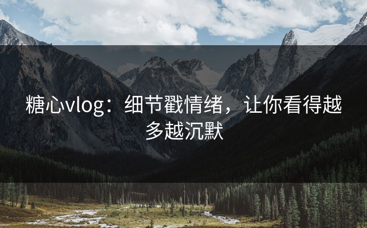 糖心vlog：细节戳情绪，让你看得越多越沉默