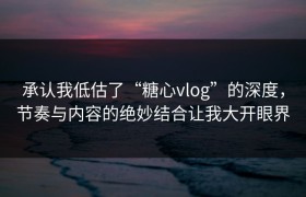 承认我低估了“糖心vlog”的深度，节奏与内容的绝妙结合让我大开眼界