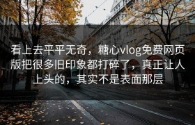 看上去平平无奇，糖心vlog免费网页版把很多旧印象都打碎了，真正让人上头的，其实不是表面那层