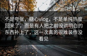 不是夸张，糖心vlog，不是单纯热度回来了，而是有人把之前没讲明白的东西补上了，这一次真的很难装作没看见