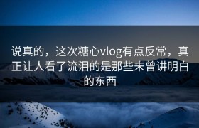 说真的，这次糖心vlog有点反常，真正让人看了流泪的是那些未曾讲明白的东西