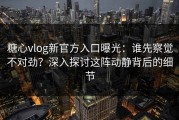 糖心vlog新官方入口曝光：谁先察觉不对劲？深入探讨这阵动静背后的细节