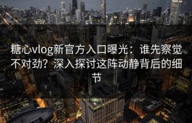 糖心vlog新官方入口曝光：谁先察觉不对劲？深入探讨这阵动静背后的细节