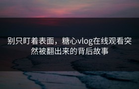 别只盯着表面，糖心vlog在线观看突然被翻出来的背后故事