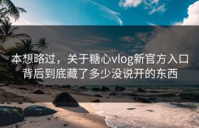 本想略过，关于糖心vlog新官方入口背后到底藏了多少没说开的东西