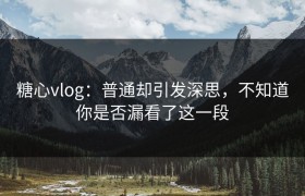 糖心vlog：普通却引发深思，不知道你是否漏看了这一段