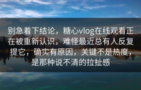 别急着下结论，糖心vlog在线观看正在被重新认识，难怪最近总有人反复提它，确实有原因，关键不是热度，是那种说不清的拉扯感