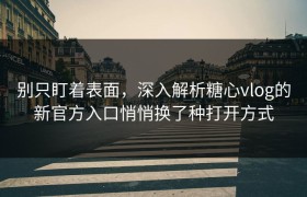 别只盯着表面，深入解析糖心vlog的新官方入口悄悄换了种打开方式