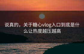说真的，关于糖心vlog入口到底是什么让热度越压越高