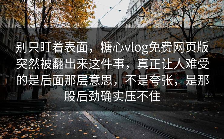 别只盯着表面，糖心vlog免费网页版突然被翻出来这件事，真正让人难受的是后面那层意思，不是夸张，是那股后劲确实压不住