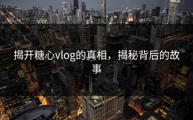 揭开糖心vlog的真相，揭秘背后的故事