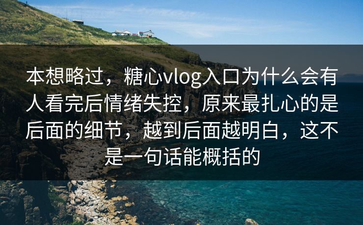 本想略过，糖心vlog入口为什么会有人看完后情绪失控，原来最扎心的是后面的细节，越到后面越明白，这不是一句话能概括的