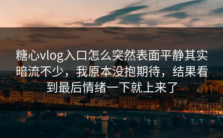 糖心vlog入口怎么突然表面平静其实暗流不少，我原本没抱期待，结果看到最后情绪一下就上来了