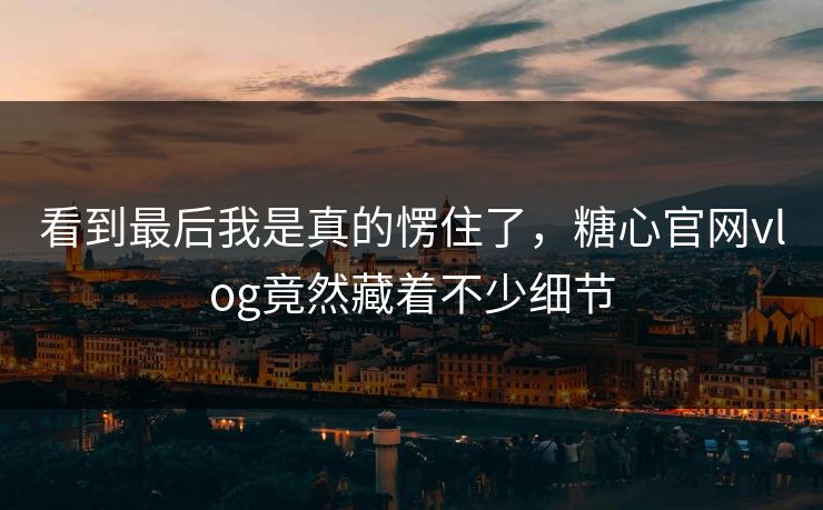 看到最后我是真的愣住了，糖心官网vlog竟然藏着不少细节