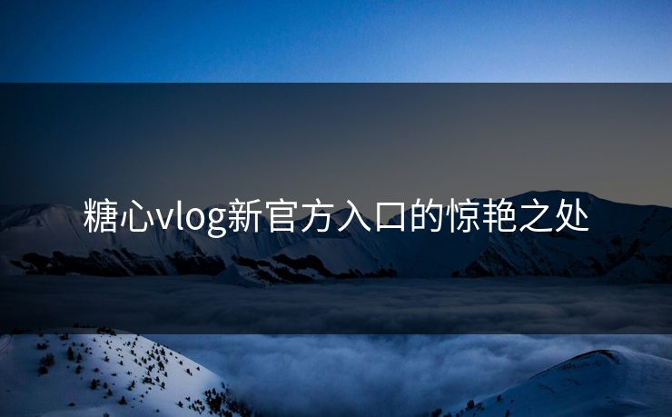 糖心vlog新官方入口的惊艳之处