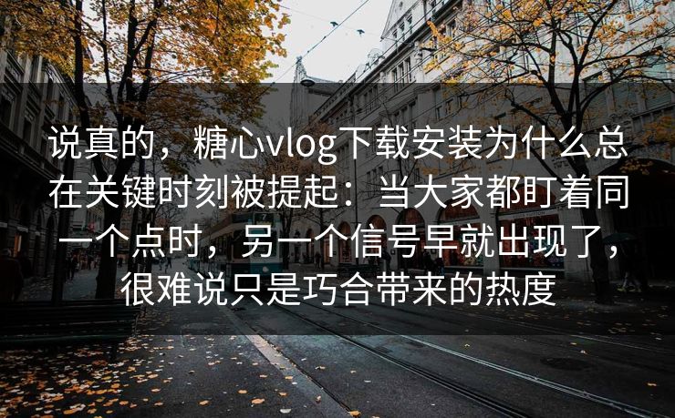 说真的，糖心vlog下载安装为什么总在关键时刻被提起：当大家都盯着同一个点时，另一个信号早就出现了，很难说只是巧合带来的热度